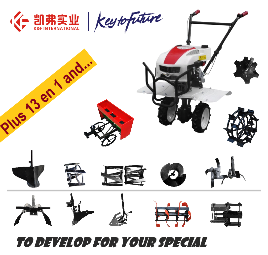 Gasoline Mini Tiller Agricultural Machines mini machine with plough farming tools and small ploughing machine