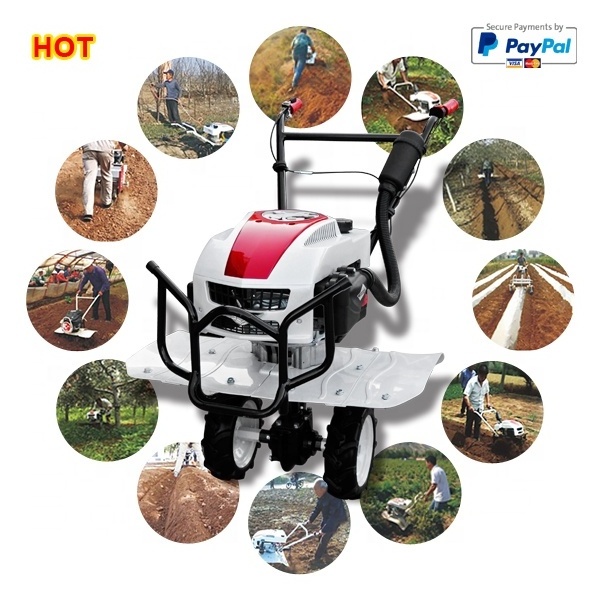 Gasoline Mini Tiller Agricultural Machines mini machine with plough farming tools and small ploughing machine