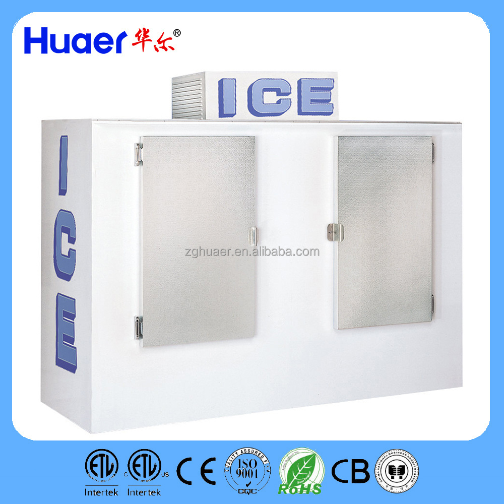 Huaer bag ice storage bin Indoor/outdoor/Ice Merchandiser , ice shop equipment with Slant Front - Auto Defrost