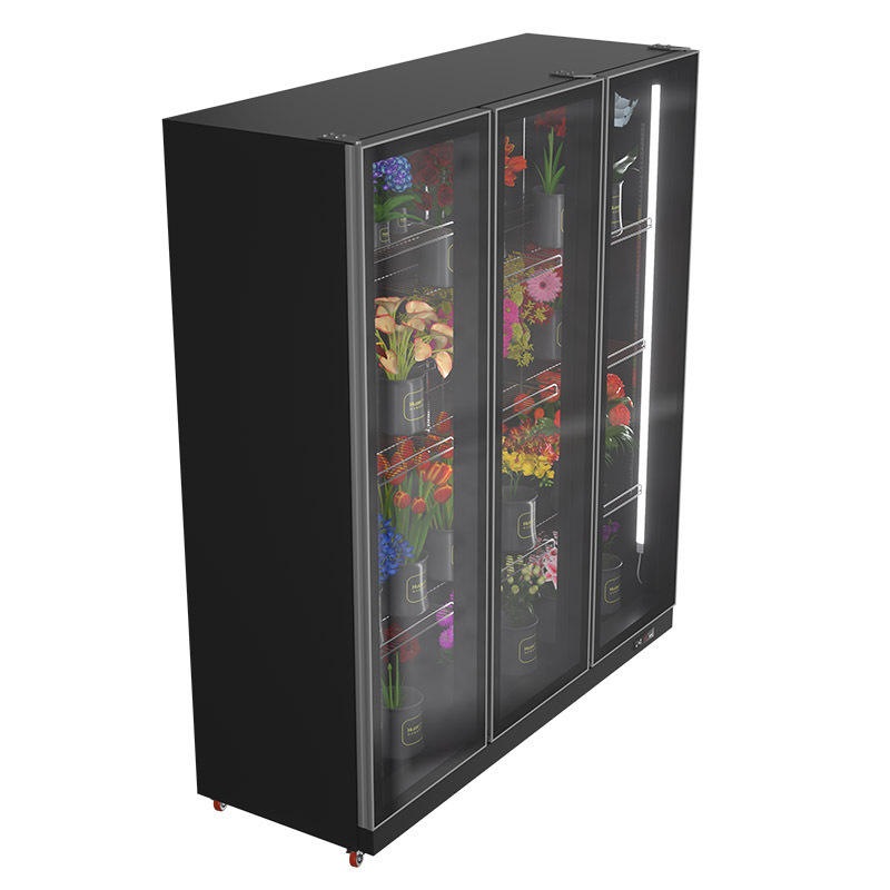 luxury refrigerated cabinet three glass door flower display cooler