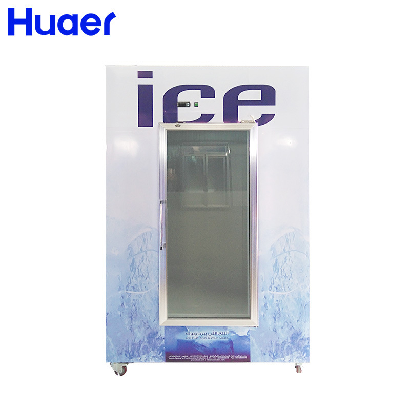 ice bagged refrigerator gas station outdoor dry ice bag storage freezer