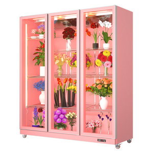 OEM commercial upright glass door showcase used flower refrigerator