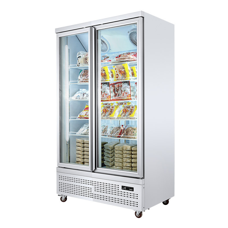 outdoor commercial single door glass upright mini popsicle display freezer