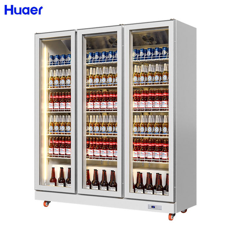 Wholesale Single-Temperature Cooler Red Bull Fridge for Grocery Counter Display Glass Door Design