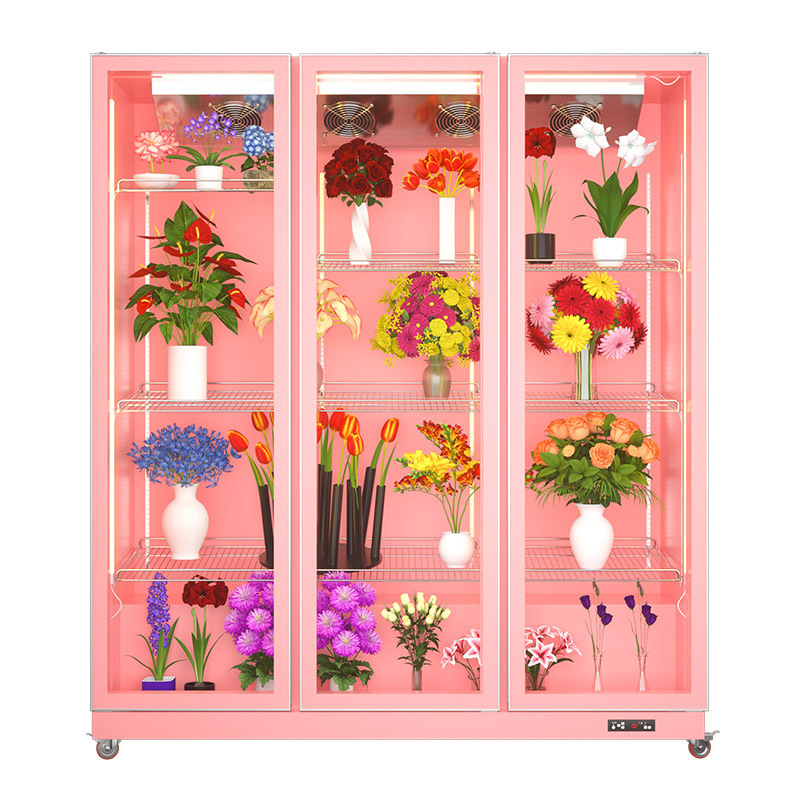 OEM commercial upright glass door showcase used flower refrigerator