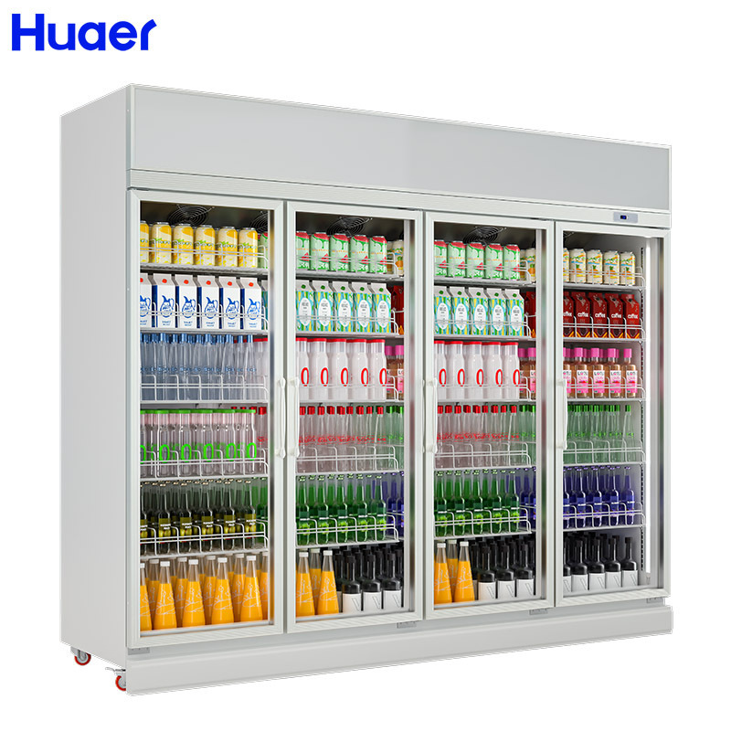 supermarket beverage fridge 4 door commercial display cold drink refrigerator