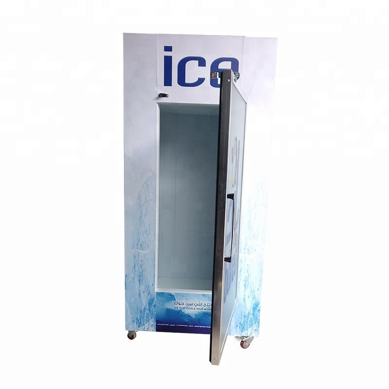 850 liter vertical refrigerated bin lockable ice bagged freezer