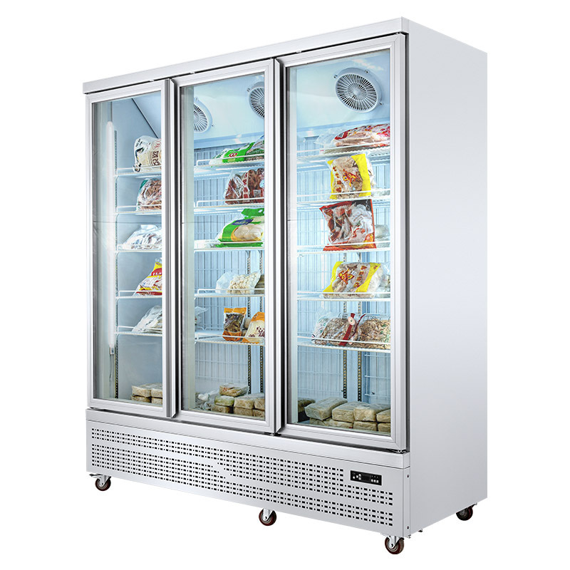 outdoor commercial single door glass upright mini popsicle display freezer