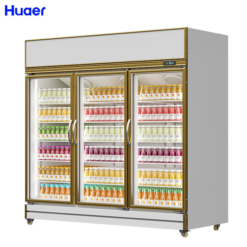 Wholesale Single-Temperature Cooler Red Bull Fridge for Grocery Counter Display Glass Door Design