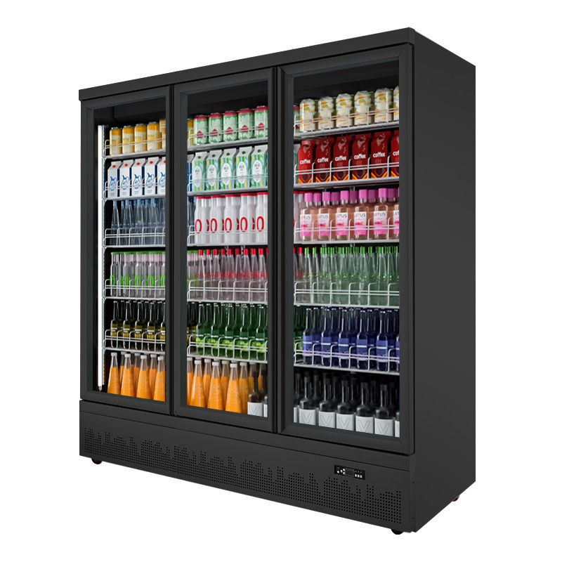 Wholesale Single-Temperature Cooler Red Bull Fridge for Grocery Counter Display Glass Door Design