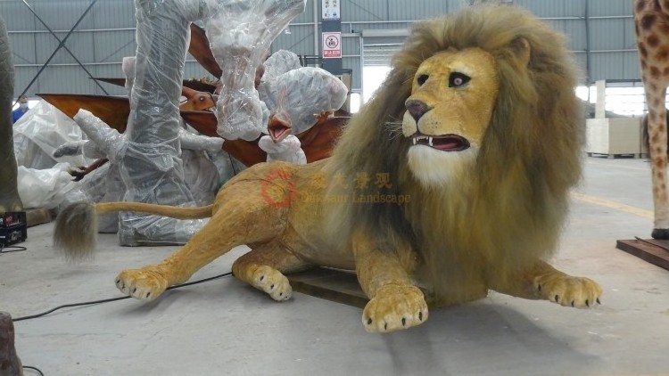 Simulation Jungle Animal model Animatronic Life Size Silicone/fiberglass Lion