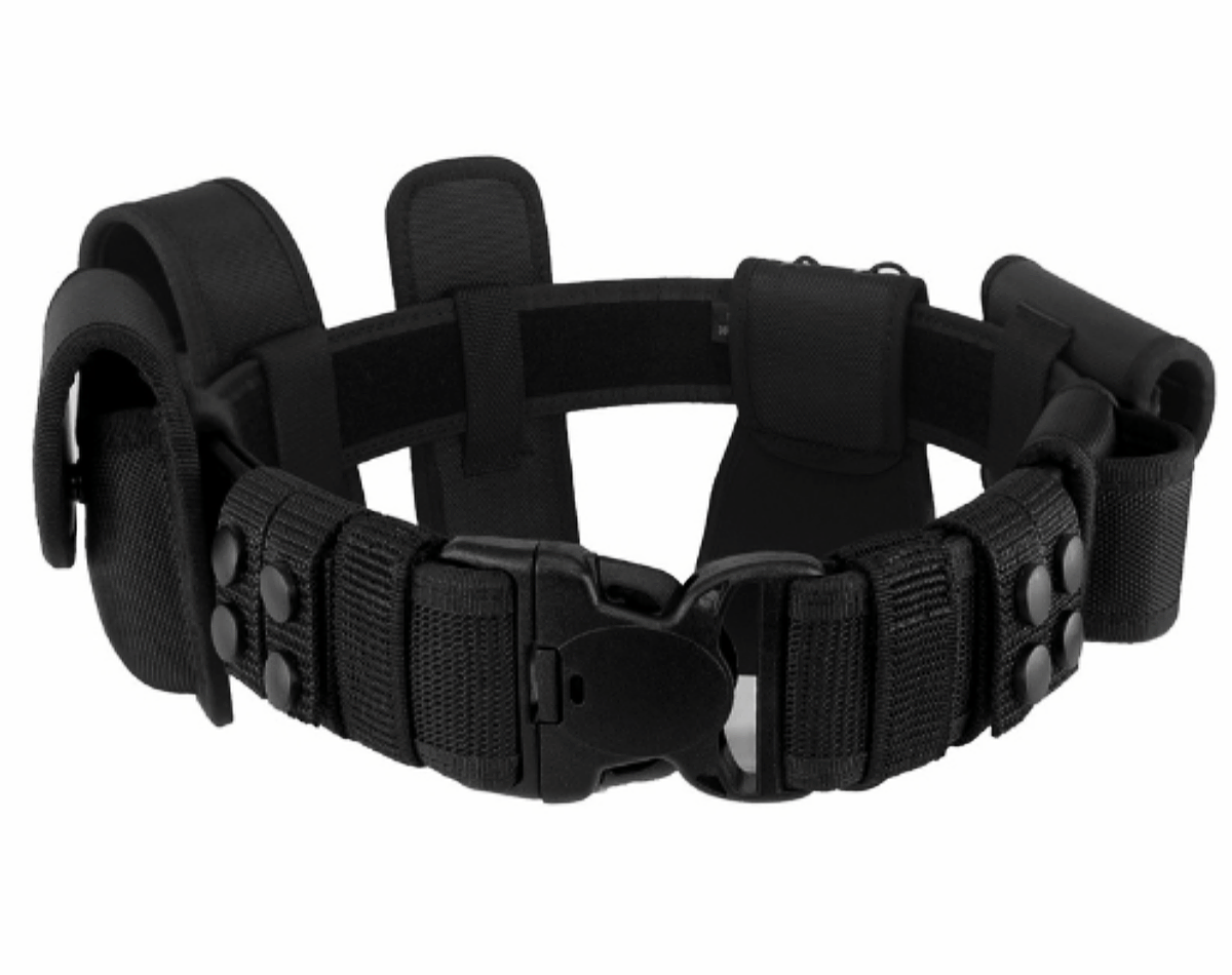 Tactical Duty Belt 7 Sets Personal Defense Equipment Black Law Enforcement Utility Belt with Pouches Bag Accessories Holsters