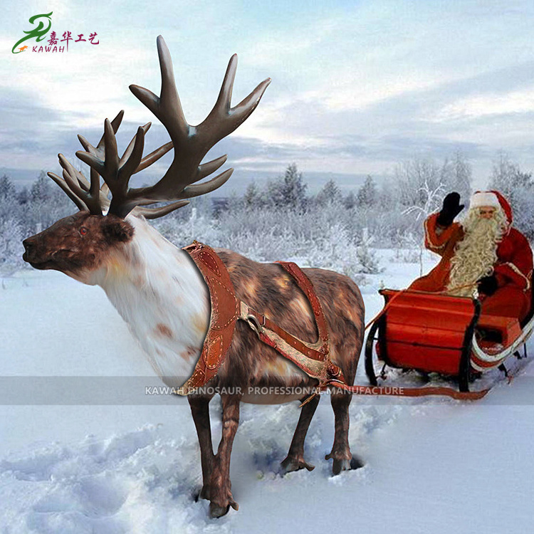 Realistic Animatronic Reindeer Customized Live Animals Reindeer Statue Christmas Decoration