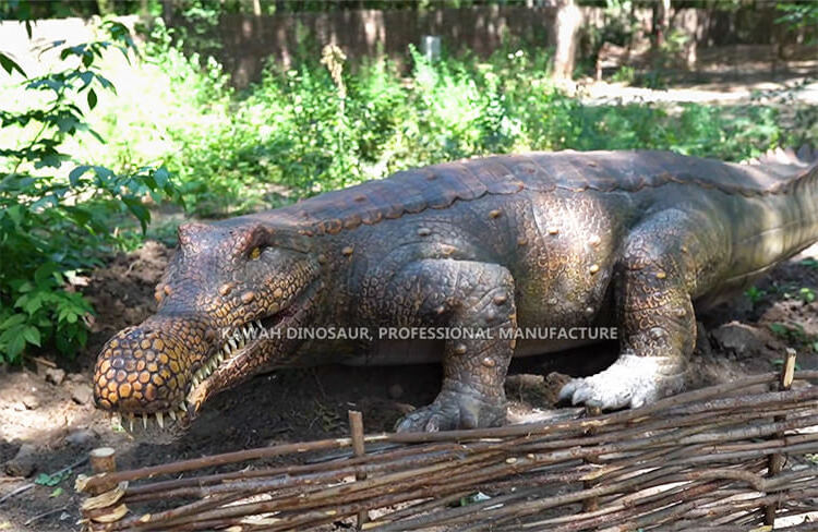 Zoo Park Custom Animatronic Sarcosuchus Model Walking Big Crocodile Statue Life Size Artificial Animals Handmade