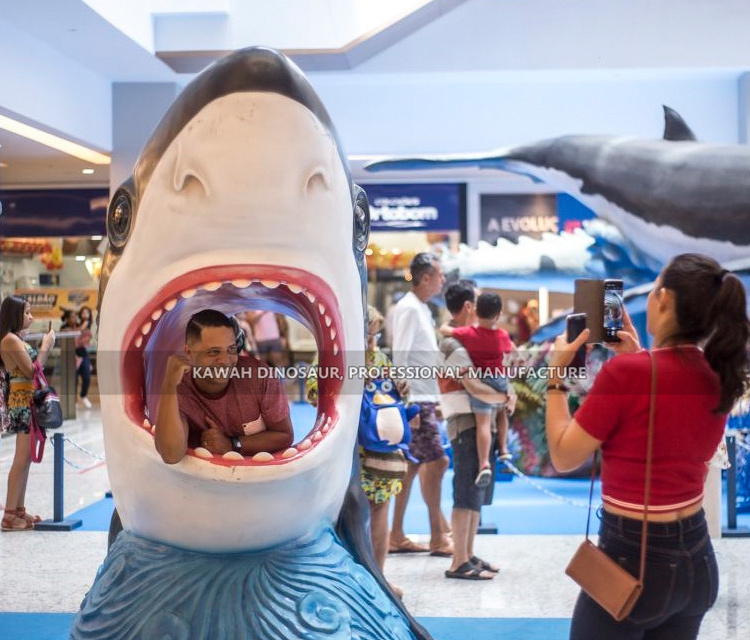 Fiberglass Shark Head Statue Realistic Fiberglass Animals Kawah Factory For Sale