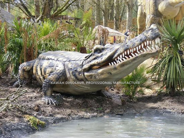 Zoo Park Custom Animatronic Sarcosuchus Model Walking Big Crocodile Statue Life Size Artificial Animals Handmade