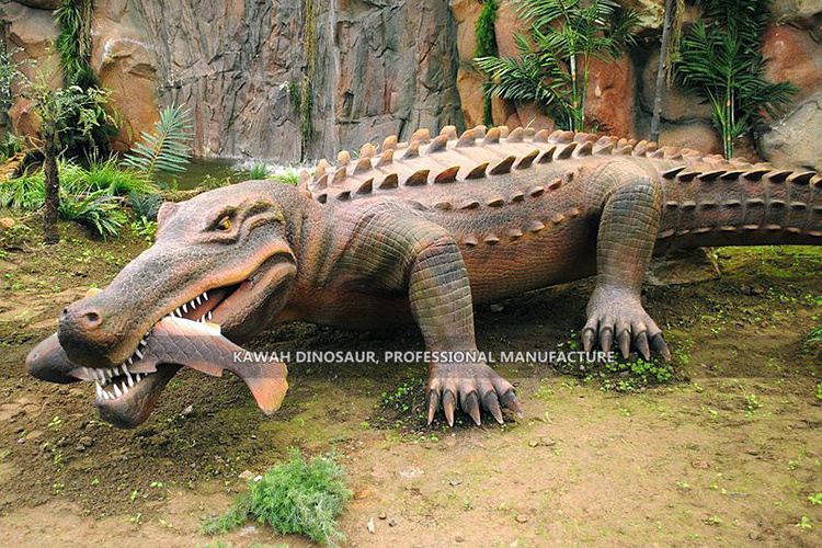 Zoo Park Custom Animatronic Sarcosuchus Model Walking Animals Crocodile Statue Life Size Artificial Animals