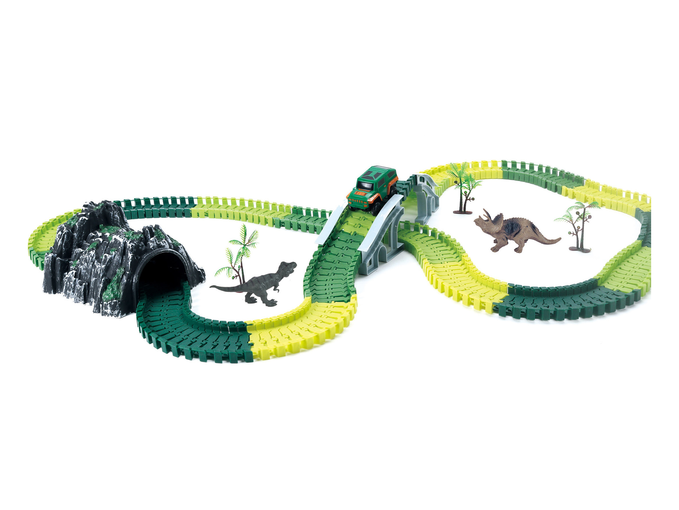 Dinosaur Toys Create Dinosaur World Road Race Electric Flexible Track Play Set Car for Kids