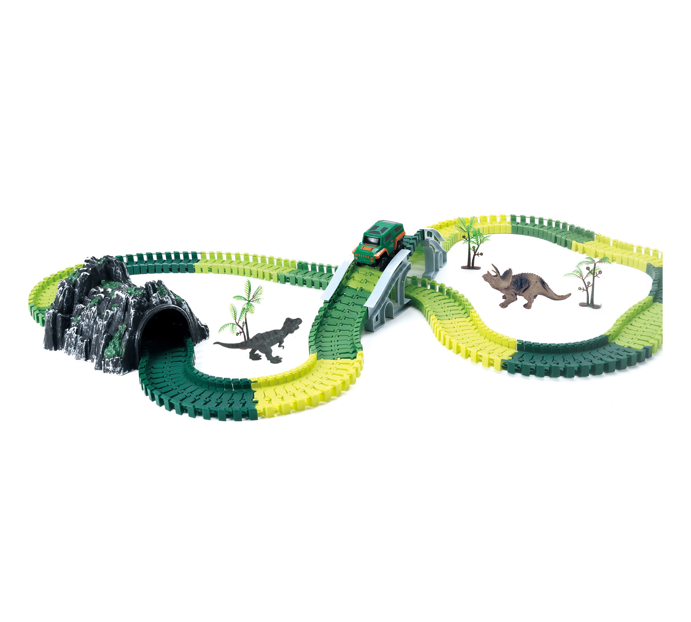 Dinosaur Toys Create Dinosaur World Road Race Electric Flexible Track Play Set Car for Kids