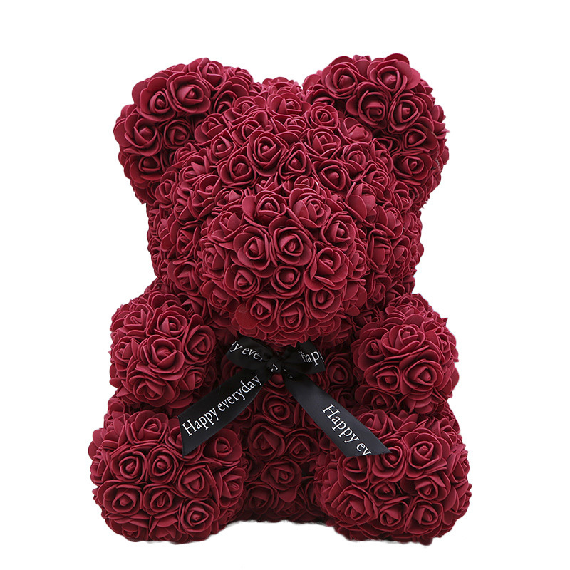 Factory Wholesale Price 16 Inches 40 cm Foam Rose Bear Valentine Teddy Rose Bear in PVC Gift Box