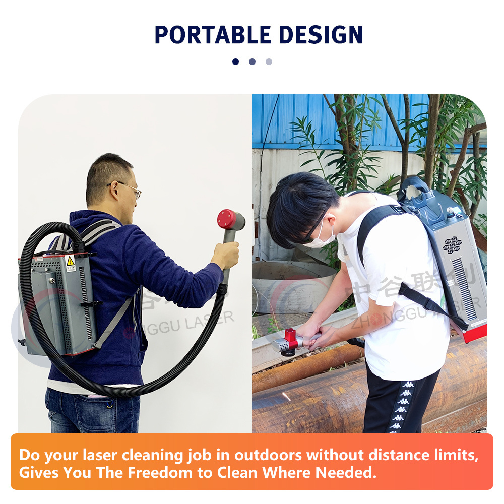 Back Pack Designed Mobile Laser Cleaning Rust Cleaner with Battery for Outdoor