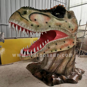 Customize Big Large Size Jurassic World Fiberglass Dinosaur Decorations Outdoor Dino Head Sculpture For Sale