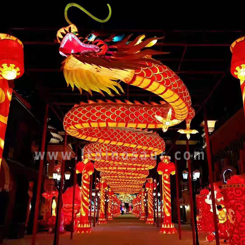 Outdoor Spring Festival Zigong Silk Chinese New Year Festival Silk Dragon Lanterns Decoration For Show