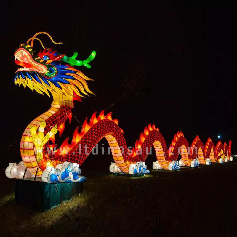 Outdoor Spring Festival Zigong Silk Chinese New Year Festival Silk Dragon Lanterns Decoration For Show