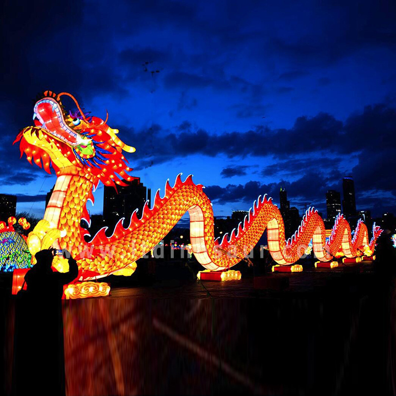 Outdoor Spring Festival Zigong Silk Chinese New Year Festival Silk Dragon Lanterns Decoration For Show