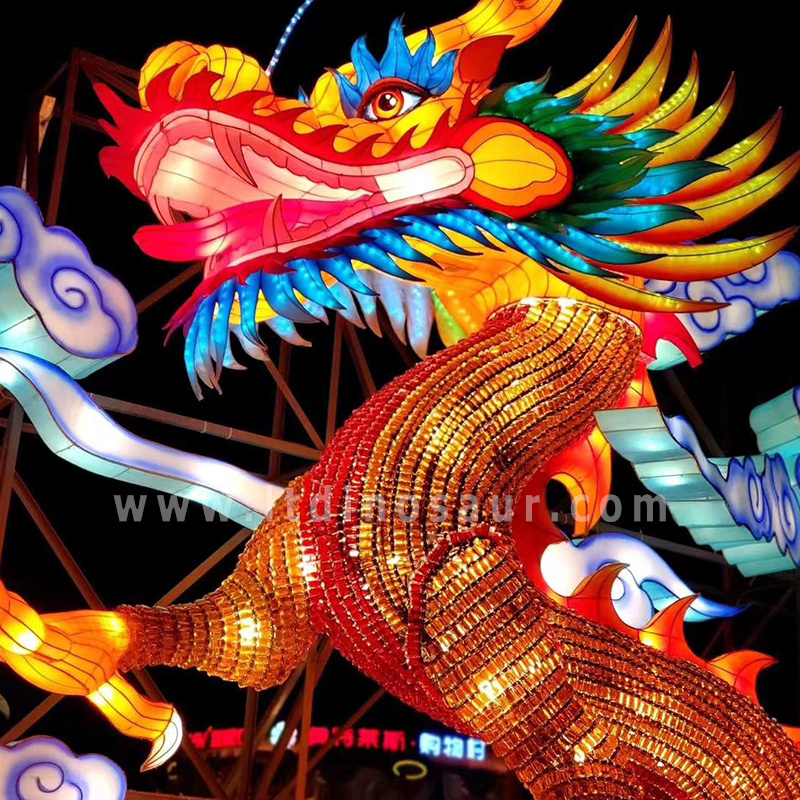 Outdoor Spring Festival Zigong Silk Chinese New Year Festival Silk Dragon Lanterns Decoration For Show