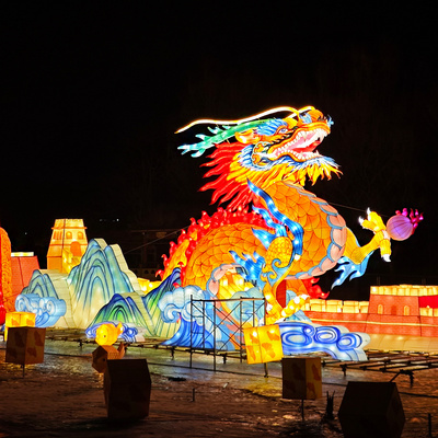 Chinese Lantern Festival lights Large  Outdoor Luminous Waterproof Led Chinese Dragon Silk Lantern chinese new year decorations