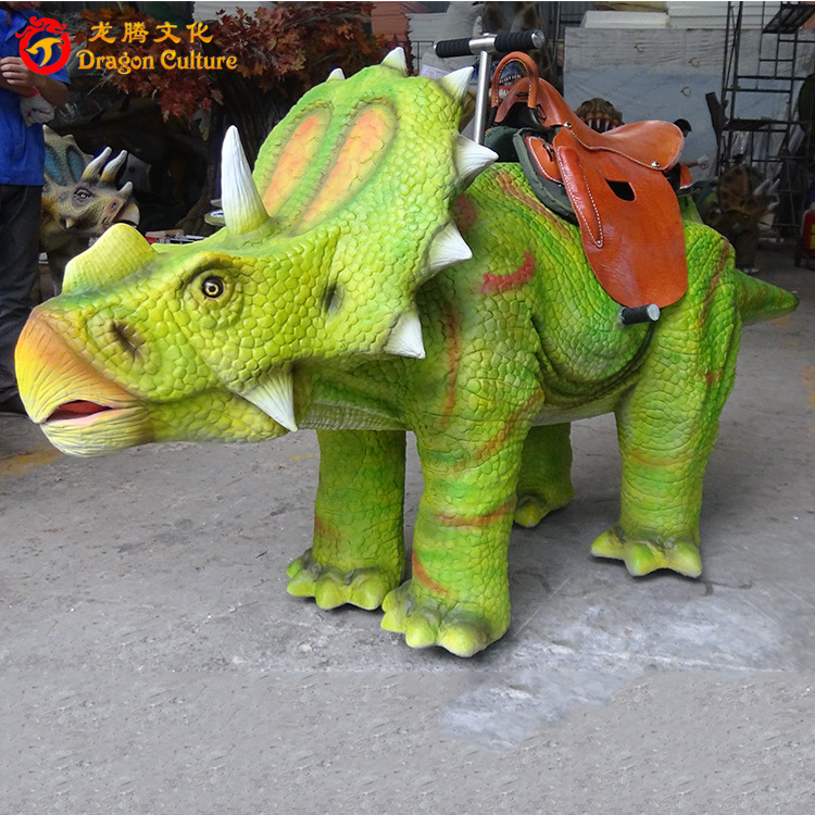 Amusement Park Walking Ride on Dinosaur Toy Power Wheels Button Control Animatronic Dinosaur Rides For  Kiddy Ride