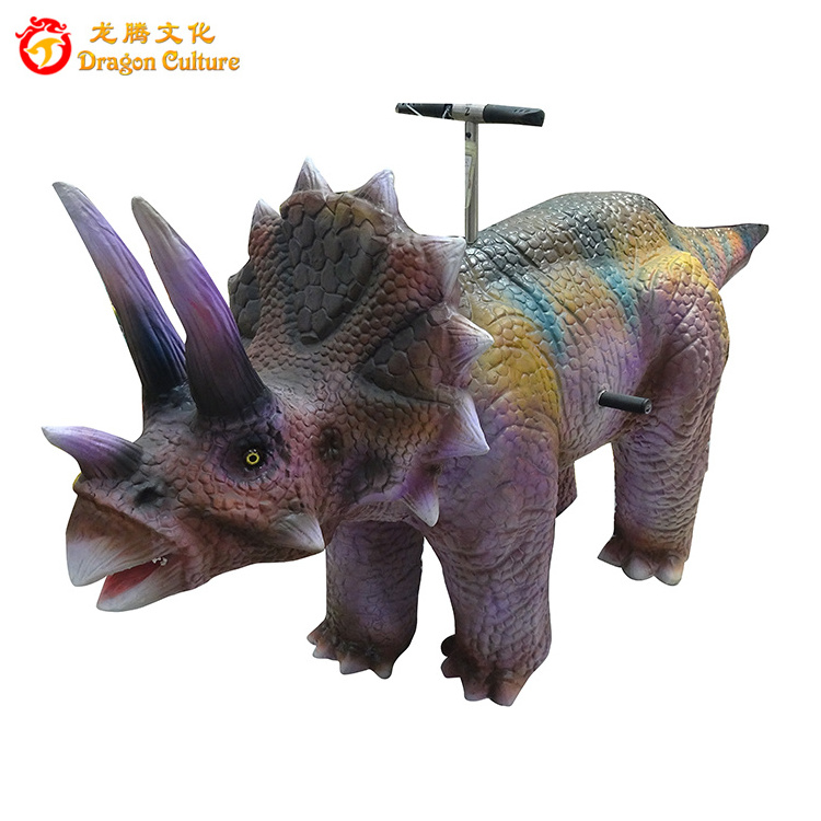 Amusement Park Walking Ride on Dinosaur Toy Power Wheels Button Control Animatronic Dinosaur Rides For  Kiddy Ride