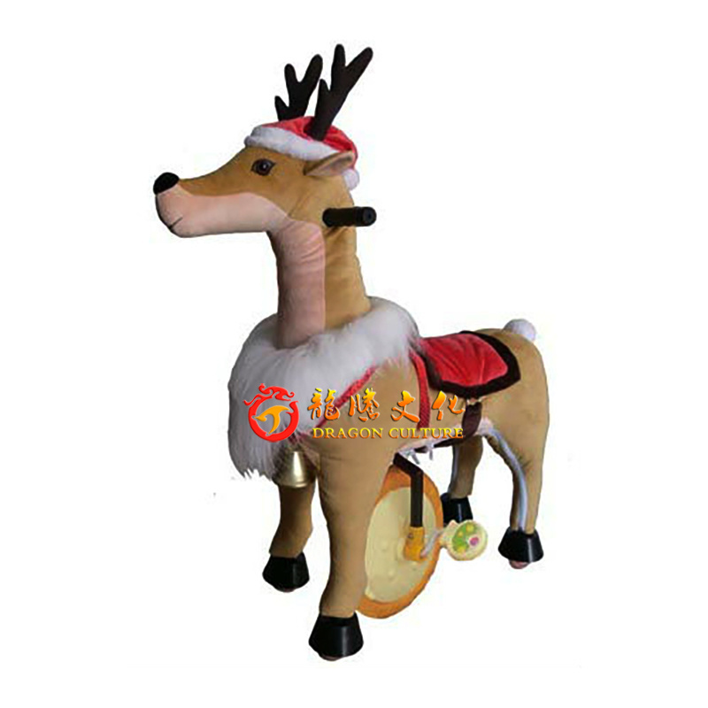 High Quality Amusement Park Model Christmas Decorations Life Size Fiberglass with Flannelette Ride on Reindeer for Amusement