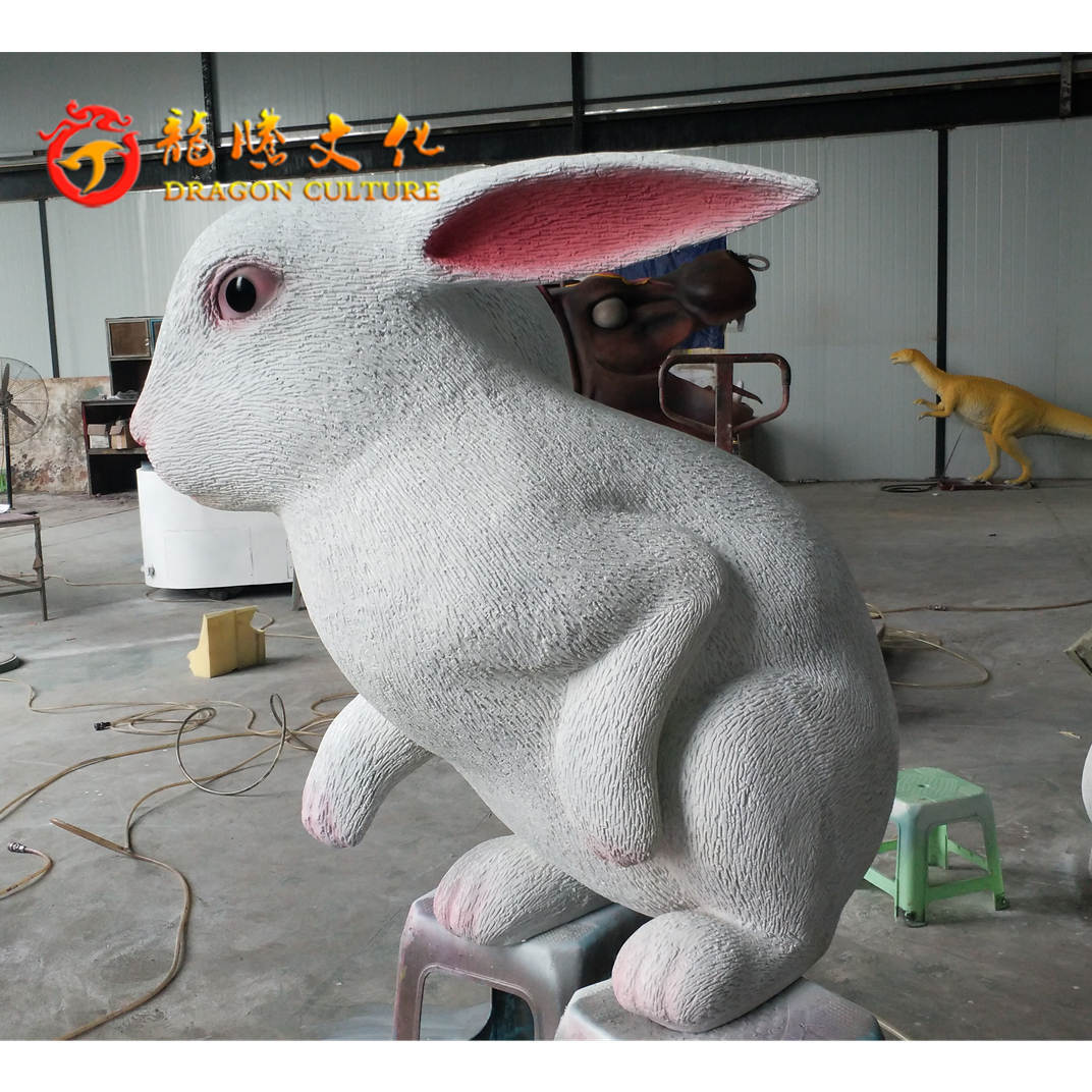 Cutest life size realistic vivid  top Quality fiberglass rabbit statue animatronic animal model for exhibition