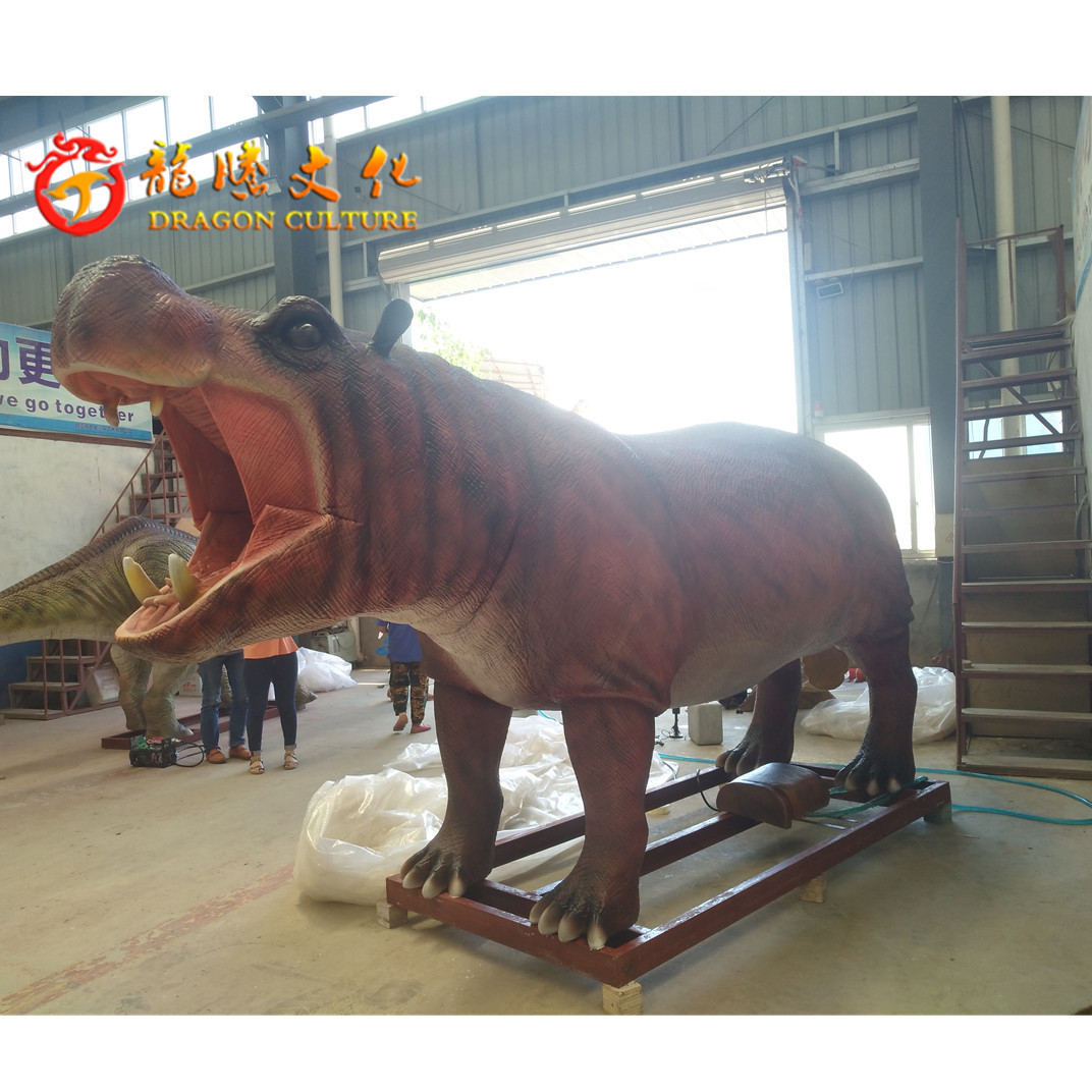 Lifelike Realistic Animatronic Animal Model Simulation Animated hippo for  Amusement Park Decoration