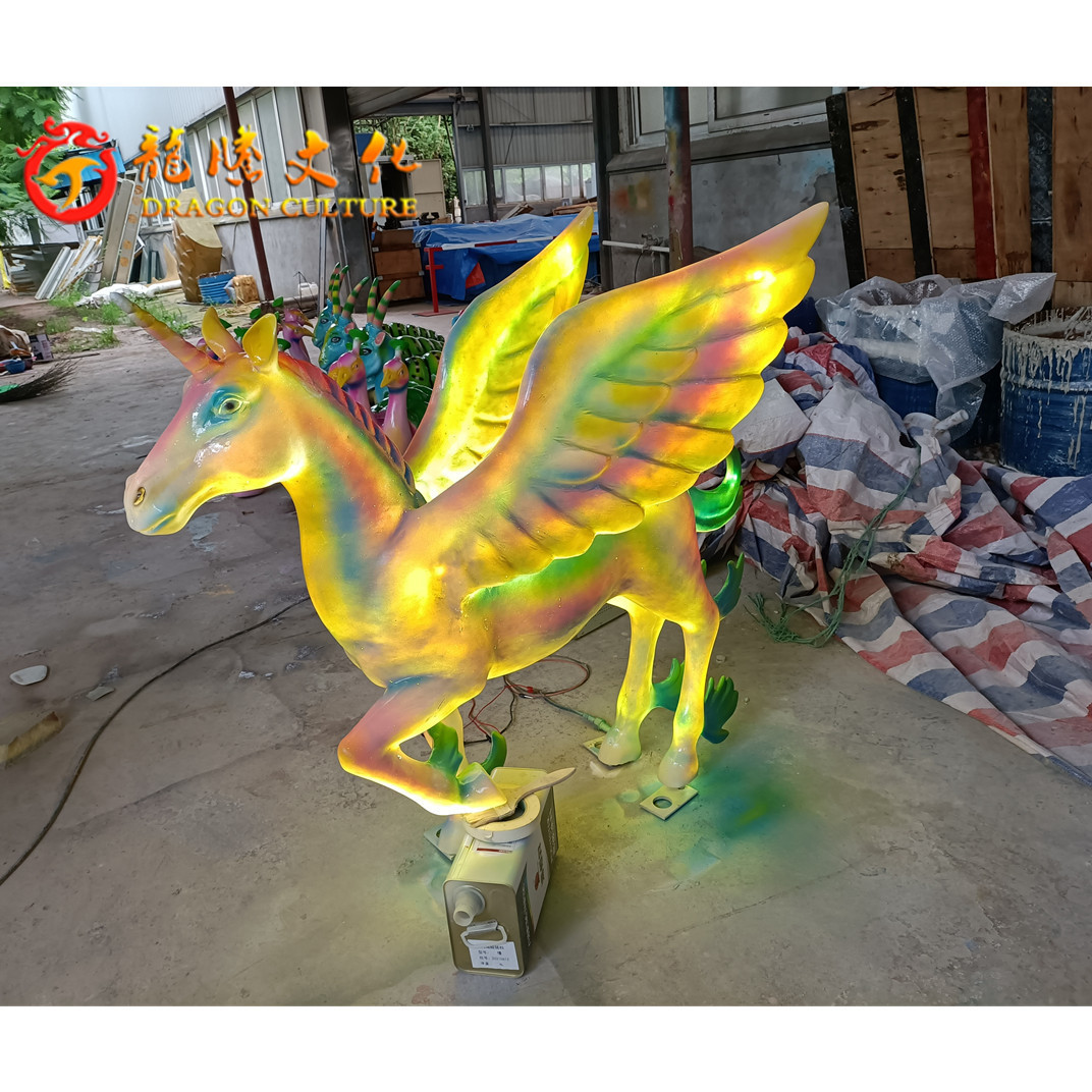 2022 customized shining Simulation Large size sculpture animatronic unicorn for decoration