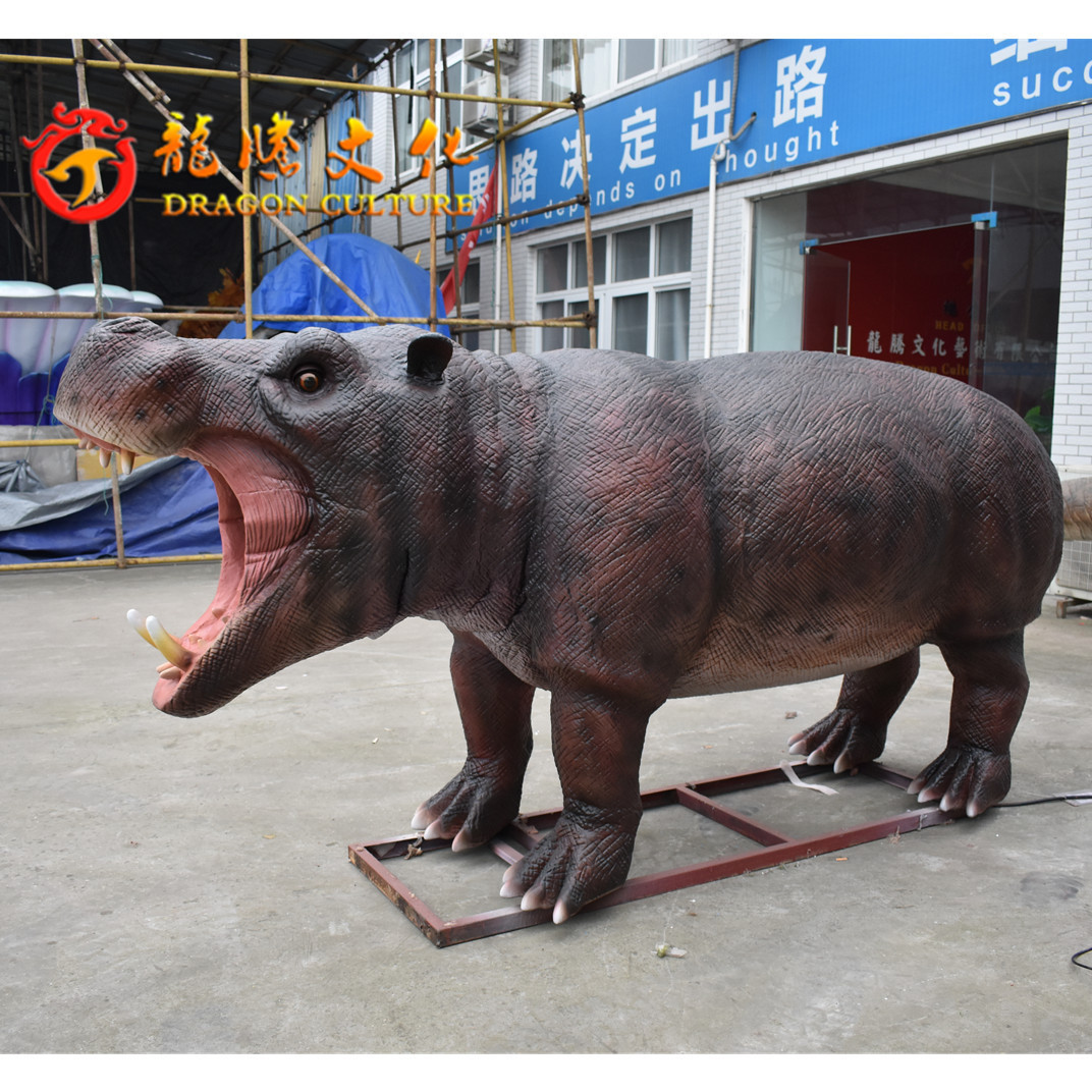 Lifelike Realistic Animatronic Animal Model Simulation Animated hippo for  Amusement Park Decoration