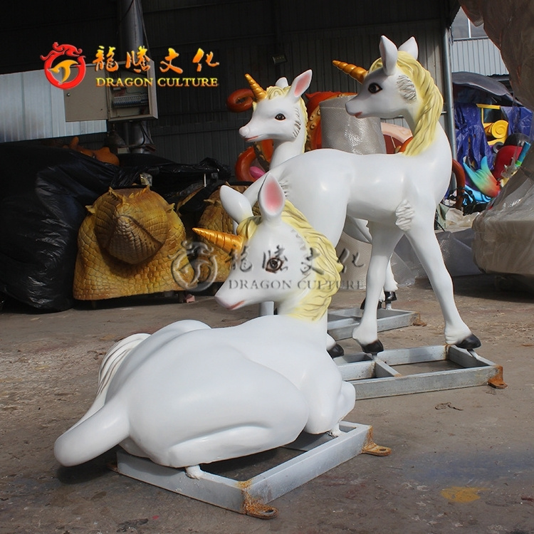 Garden decoration life size fiberglass unicorn baby statue statue Real Size Animatronic Animal Zoo Animal Model for Sale