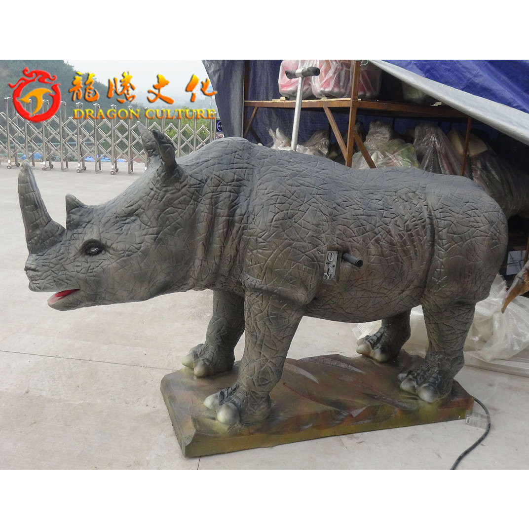 Artificial Mechanical Animatronic Animal Rides Rhinoceros Model for Kids Amusement Park