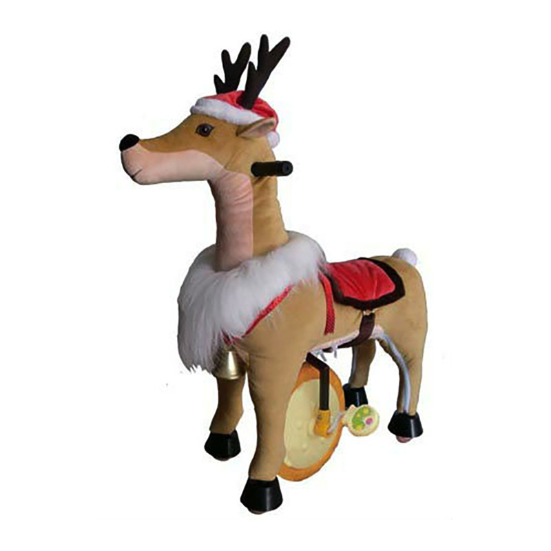 High Quality Amusement Park Model Christmas Decorations Life Size Fiberglass with Flannelette Ride on Reindeer for Amusement