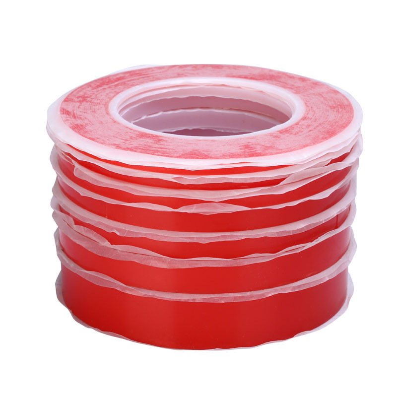 Red PET double side tape with red mopp film liner China PET double side tape