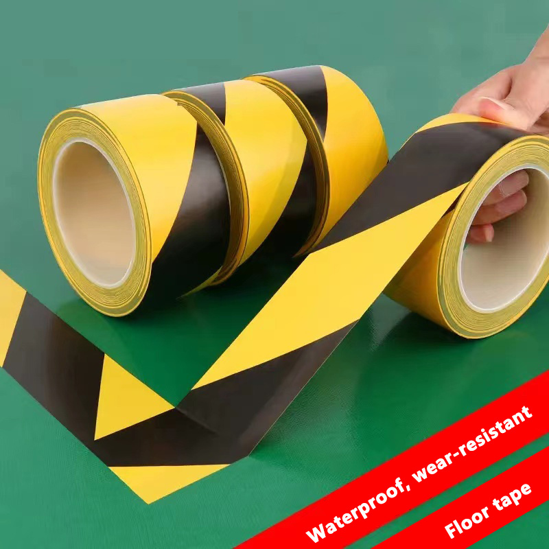 China price pvc warning tape yellow black floor marking white tape jumbo roll