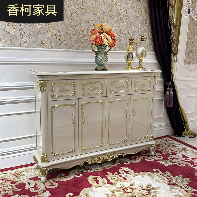 MO LAN European style solid wood carved luxury living room porch partition foyer storage household shoe cabinet