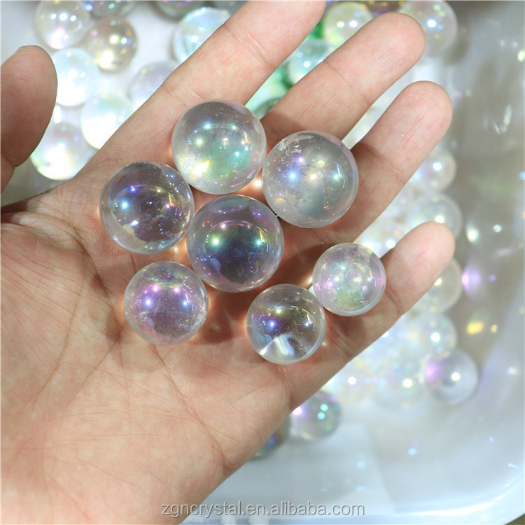 Robin Crystal Wholesale Natural Rainbow Crystal Ball Clear Quartz Sphere Aura Angel rainbow sphere for Chakra healing