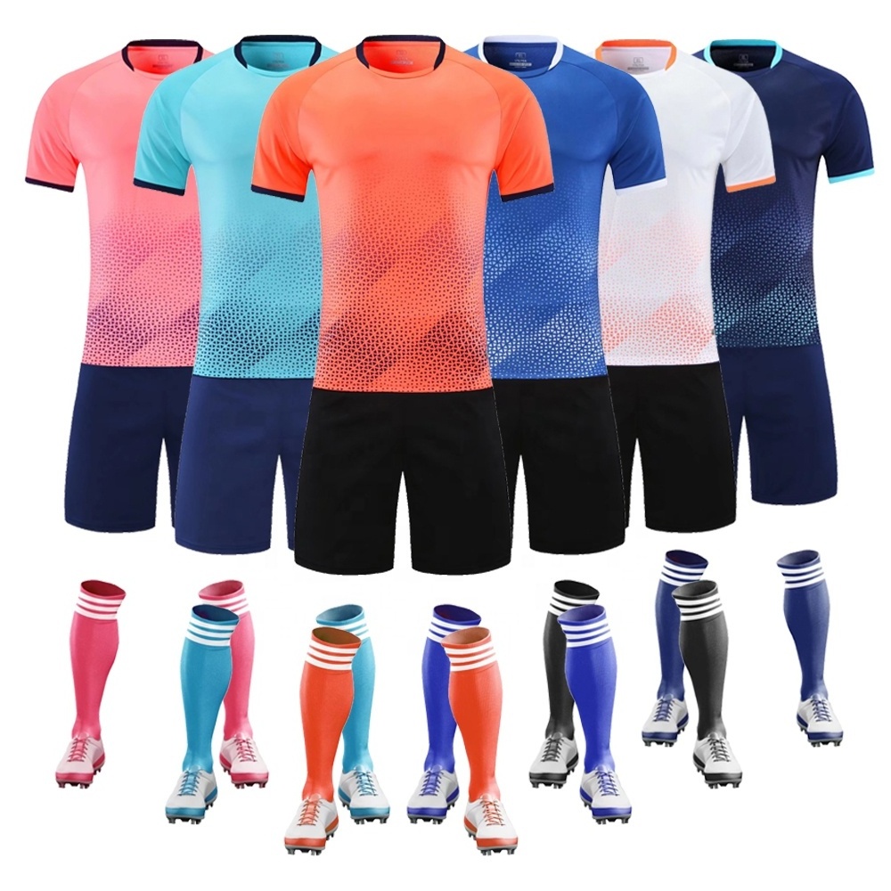 China factory latest customized cheap jersey soccer 2021-2022 sublimation soccer jersey blue yellow football sets