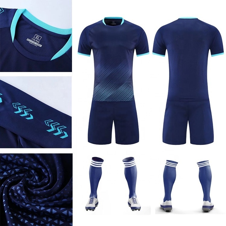 China factory latest customized cheap jersey soccer 2021-2022 sublimation soccer jersey blue yellow football sets