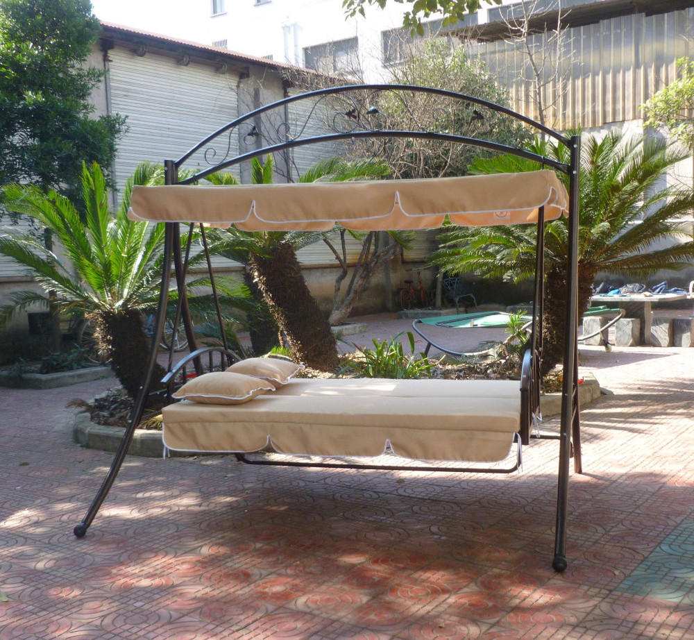 3 Seat Deluxe Outdoor Patio Porch Swing with Weather Resistant Steel Frame And Adjustable Tilt Canopy