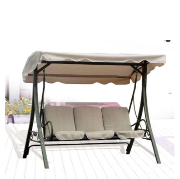 3 Seat Converting Canopy Patio Swing Steel Lounge Chair with Cushions