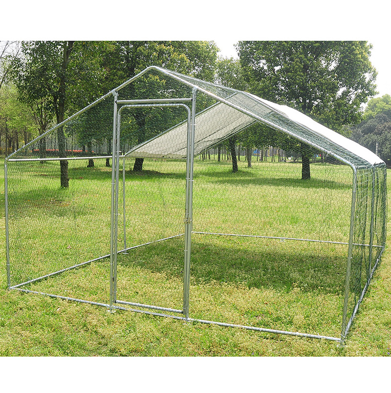 Outdoor Walk-in Poultry Cage Hen Run House Rabbits with Waterproof Cover and Secure Lock